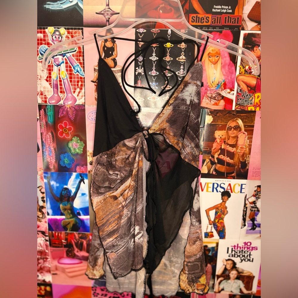 Stylish Black and Brown Backless Women's Top